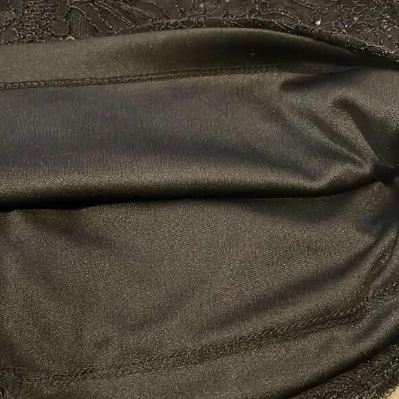 Scarlett- Black Lace Sequined Long Mesh Open Sleeve Cuffed Mini Dress- Size 8 - Picture 4 of 10